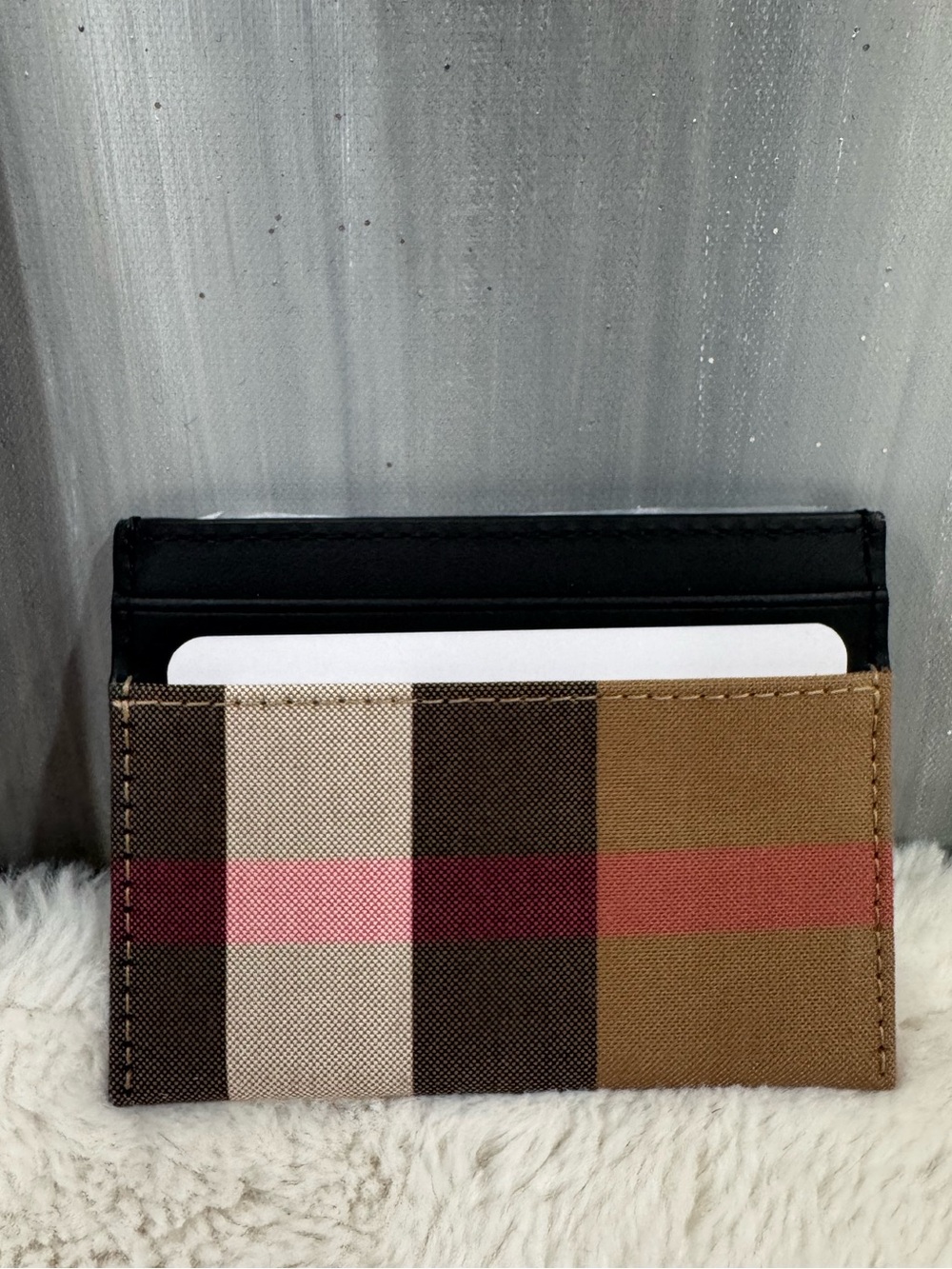 Burberry Sandon Canvas Check Leather Card Case Wallet